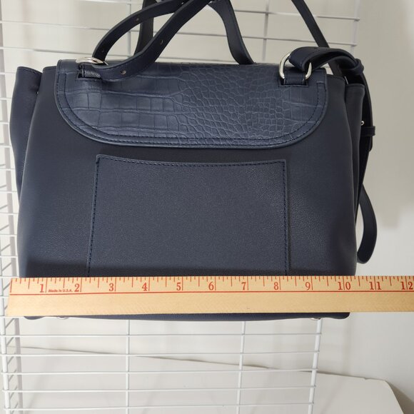 Laila Essence of Norway Geir Ness Women’s Navy Blue Faux Leather Crossbody Bag - Picture 9 of 16